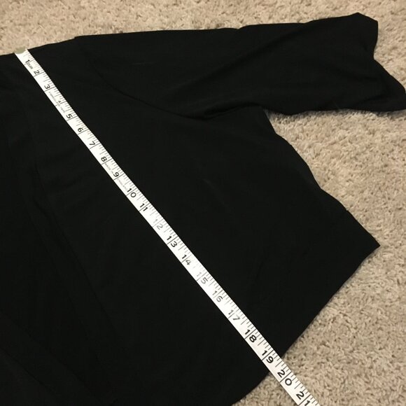 Vintage Canadian Made Penningtons Black 3/4 Sleeve Front Tie Top - Picture 15 of 16